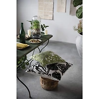 Garden Studies Embroidered Square Throw Pillow with Fringes