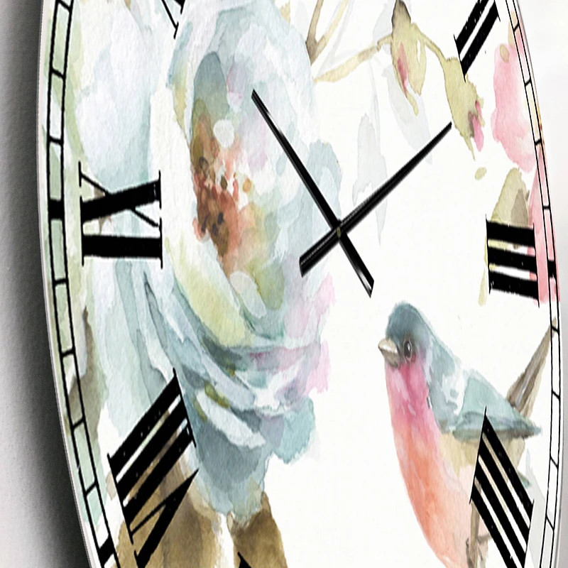 Designart 'Beautiful Bird Romance I Traditional Wall Clock