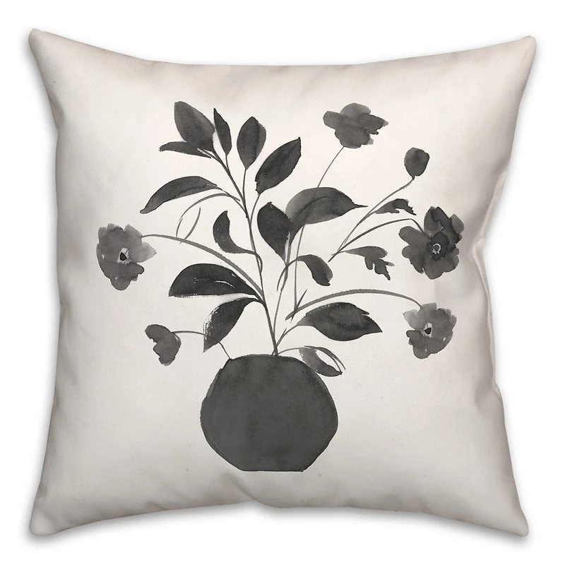 Monochromatic Floral II 18" x 18" Throw Pillow