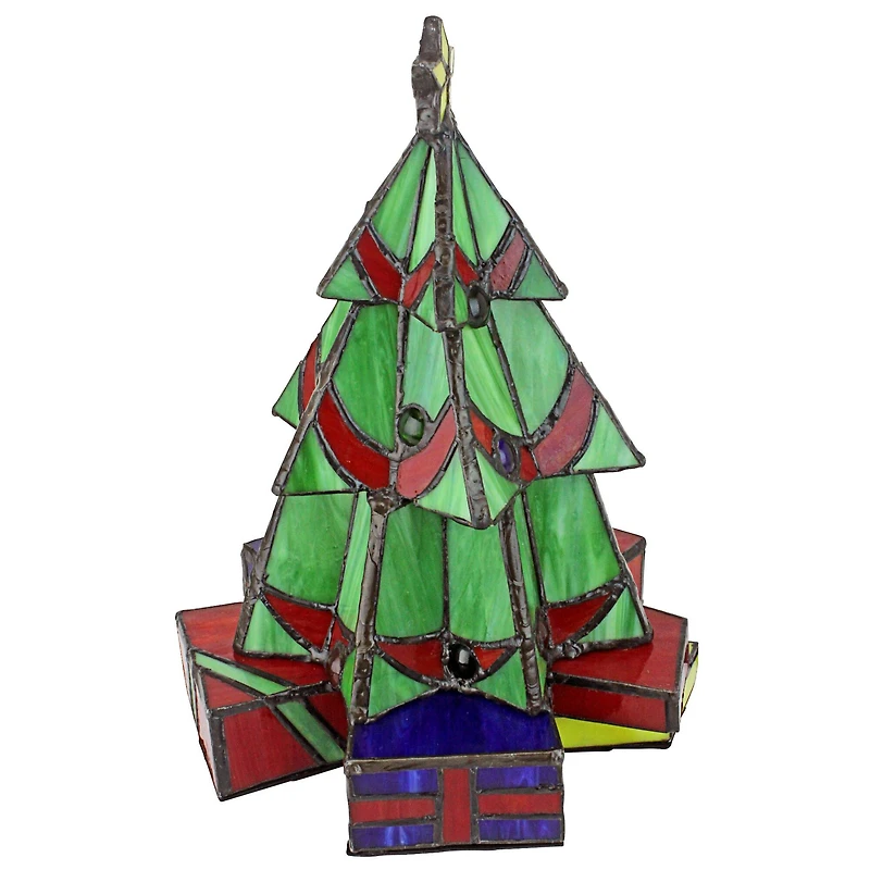 Design Toscano 11" Christmas Tree Stained Glass Lamp