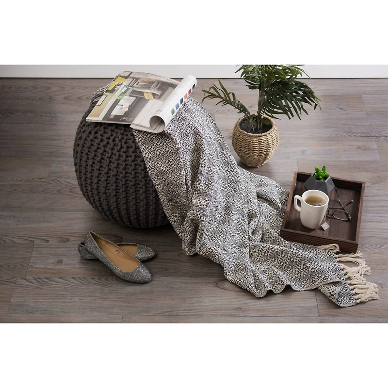 DII® Gray Diamond Stitch Throw