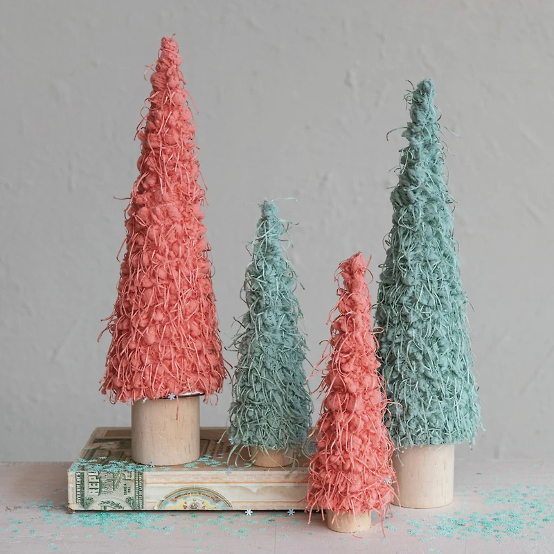 Hello Honey® 14" Pink Fabric Tree Décor Accent with Wood Base