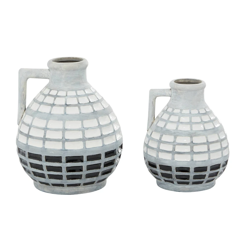 Gray Ceramic Coastal Vase Set