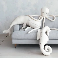 Hello Honey® White Cotton & Linen Octopus-Shaped Pillow