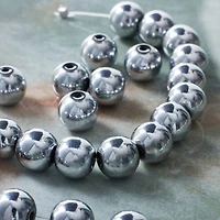 9 Packs: 24 ct. (216 total)  Silver Hematite Round Beads, 10mm by Bead Landing™