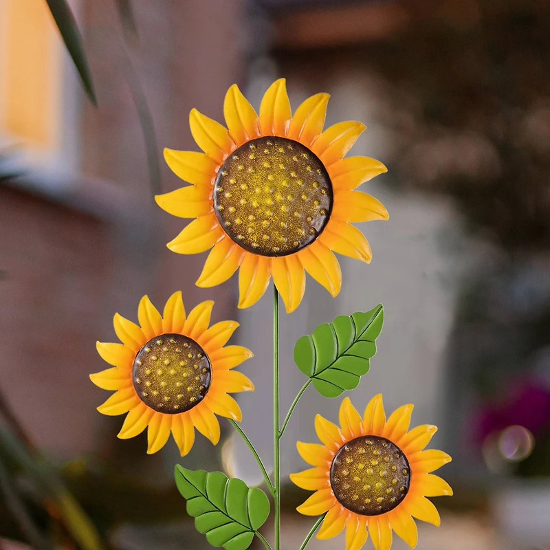 Glitzhome® 48.25" Fall Metal Sunflowers Yard Stake