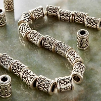 Sterling Silver Plated Tube Beads, 9mm by Bead Landing™