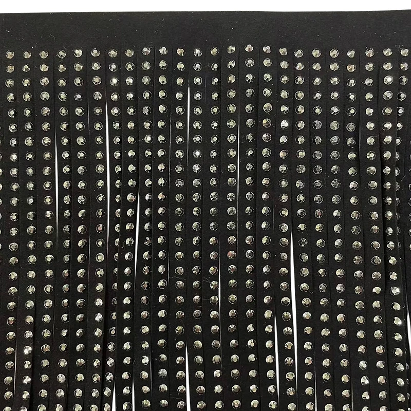 5.5" Faux Leather Rhinestone Fringe Trim by Celebrate It
