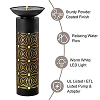 Glitzhome® 35.75" Metal LED Cutout Pattern Outdoor Fountain