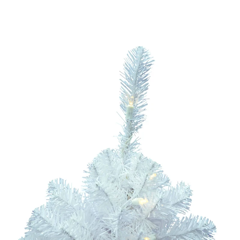 3ft. Pre-Lit Crystal White Spruce Artificial Christmas Tree, Warm White LED Lights