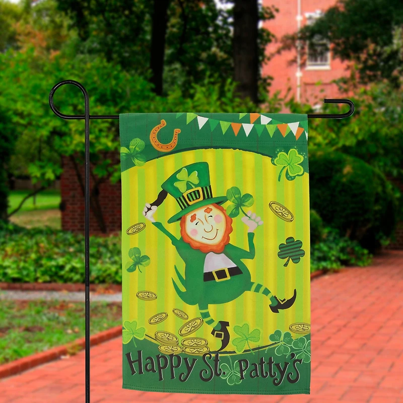 18" Dancing Leprechaun Happy St. Patty's Garden Flag