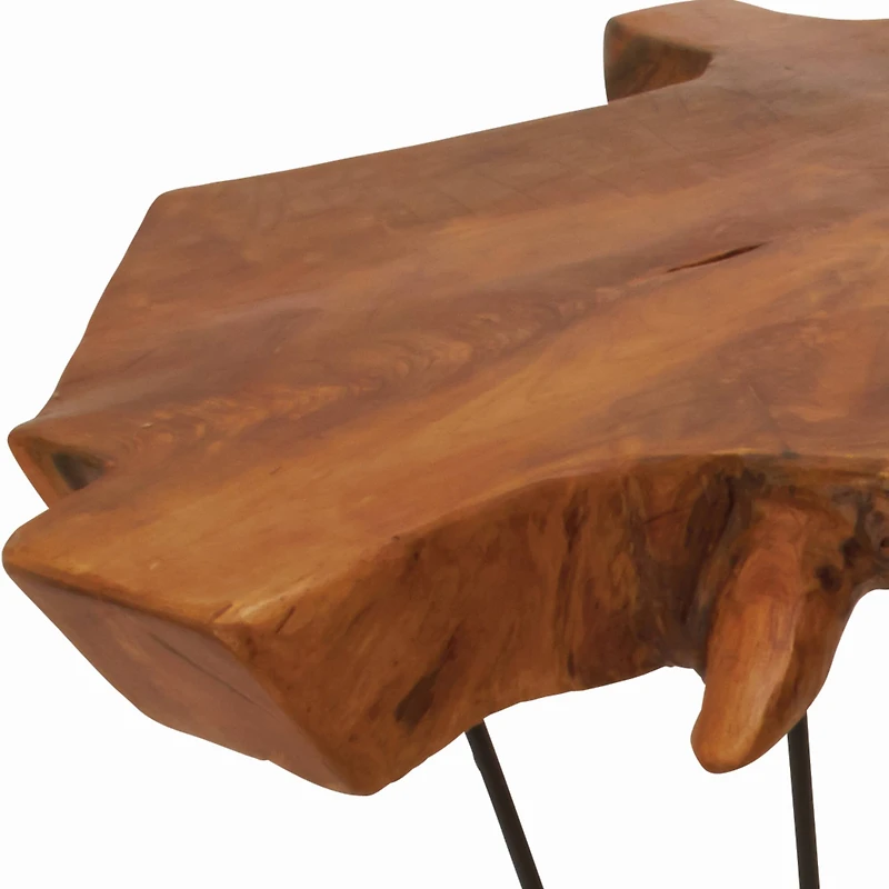 28" Brown Teak Contemporary Coffee Table