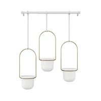 Umbra White & Brass Triflora Hanging Planter Set