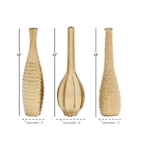 12" Gold Stoneware Glam Vase Set