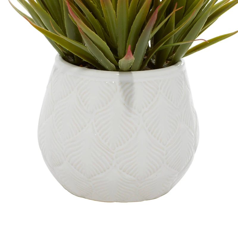 White Ceramic Contemporary Artificial Foliage, 9" x 9" x 9"
