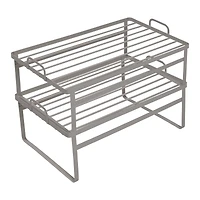 Honey Can Do Gray Stackable Cabinet Shelf Helpers Set