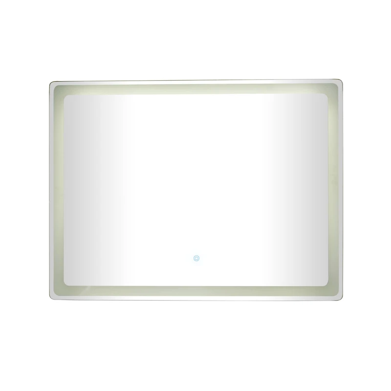 Clear Glass Modern LED Mirror, 39" x 1" x 30"
