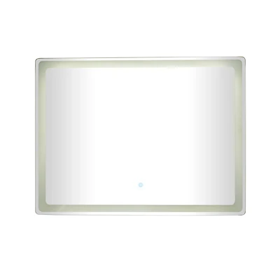 Clear Glass Modern LED Mirror, 39" x 1" x 30"
