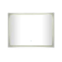 Clear Glass Modern LED Mirror, 39" x 1" x 30"