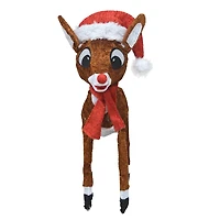 ProductWorks Rudolph 2ft. 3D Pre-Lit Rudolph with Santa Hat Scarf Yard Art