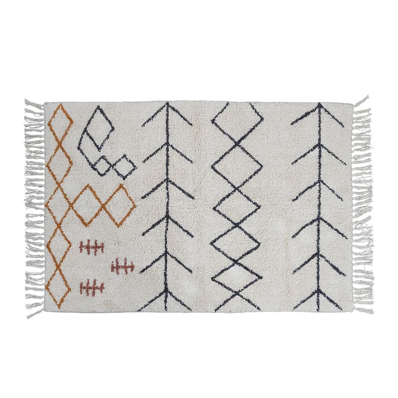 Hello Honey® Cotton Tufted Rug With Abstract Design & Fringe