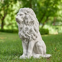 Glitzhome® 20.75" MGO White Guardian Lion Sitting Statue