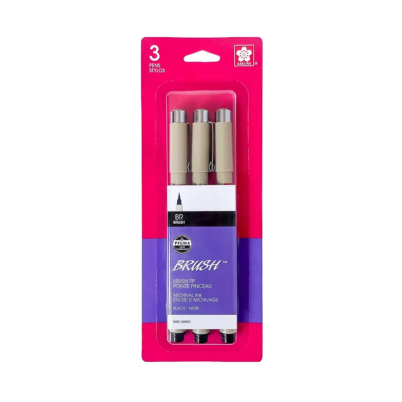 Pigma® Black Brush Pens, 3ct.
