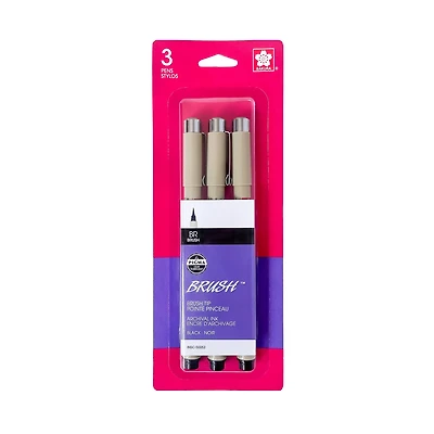 Pigma® Black Brush Pens, 3ct.