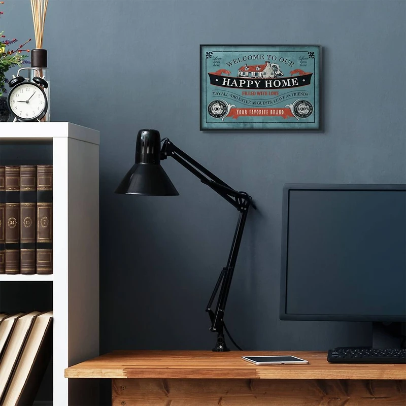 Stupell Industries Happy Home Wall Art in Black Frame