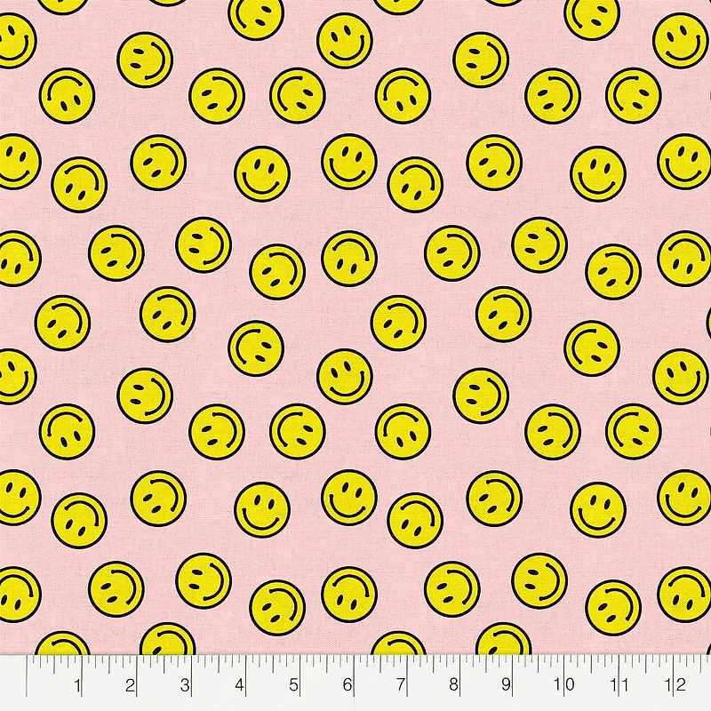 Fabric Editions Smile on Pink Cotton Fabric