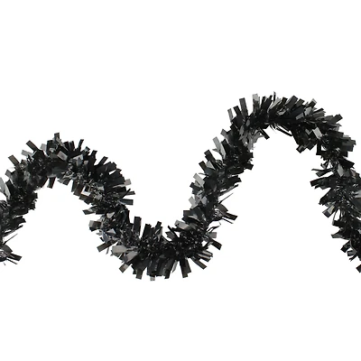 50ft. Wide Cut Black Halloween Tinsel Garland