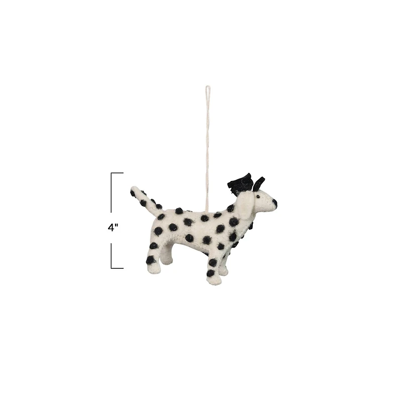 Hello Honey® Handmade Wool Felt Dalmatian in Hat Ornament