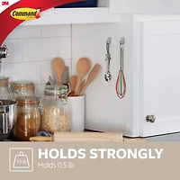 Command™ Small Decorative Metal Hooks, Stainless Steel