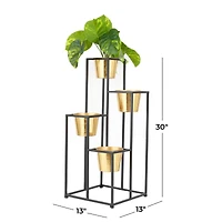 Black Metal Glam Planter, 13" x 13" x 13"