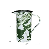 Hello Honey® 7.75" Green & White Marbled Enameled Pitcher