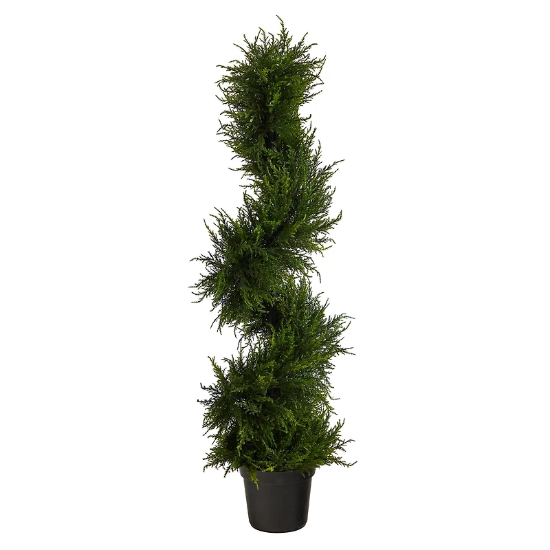 3.75ft. Pre-Lit Spiral Cypress Artificial Potted Tree, Clear LED Lights
