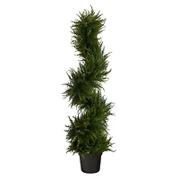 3.75ft. Pre-Lit Spiral Cypress Artificial Potted Tree, Clear LED Lights