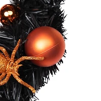 18'' Unlit Orange Spiders and Ornaments Halloween Wreath
