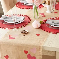 DII® 74" Hearts Printed Jute Table Runner
