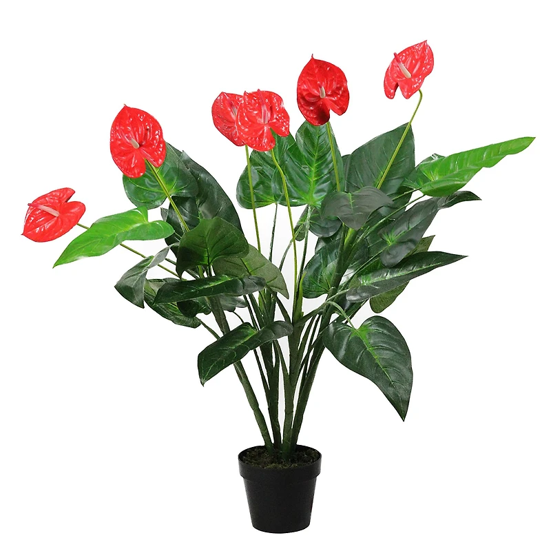 3.5ft. Tropical Green & Red Artificial Anthurium Potted Plant