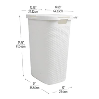 Mind Reader 60L Ventilated Slim Laundry Hamper with Cut Out Handles & Attached Hinged Lid, 2ct.