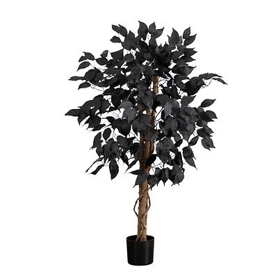 3ft. Artificial Halloween Black Ficus Tree with Natural Trunk
