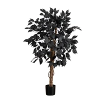 3ft. Artificial Halloween Black Ficus Tree with Natural Trunk