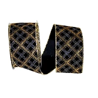 JAM Paper 2.5" x 10yd. Christmas Diamonds Velvet Glitter Lattice Wired Ribbon