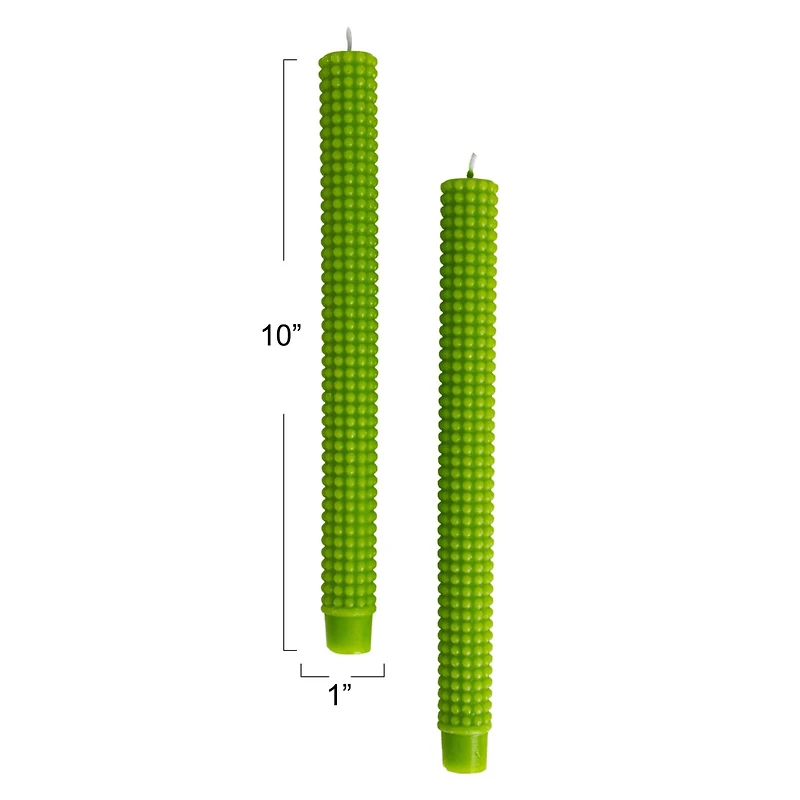 Hello Honey® 10" Green Unscented Hobnail Taper Candles, 2ct.