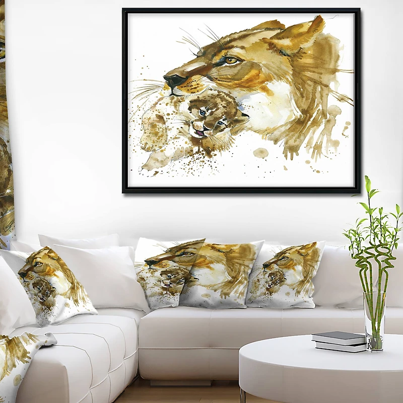 Designart - Lioness and Cub Illustration