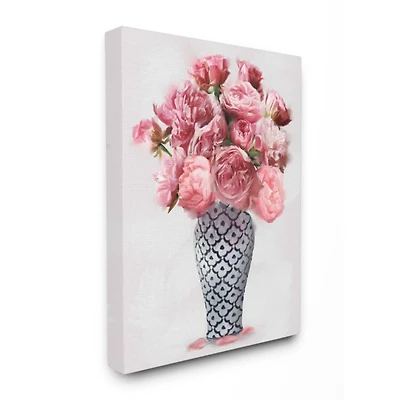 Stupell Industries Elegant Pink Peony Floral Bouquet in Vase Canvas Wall Art