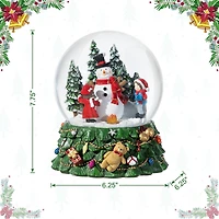 Glitzhome® 150mm Christmas Resin Lighted Musical Snowflakes Snowman Waterglobe