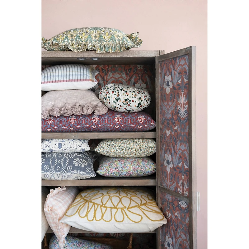 Hello Honey® Red & Blue Floral Pattern Cotton Lumbar Pillow