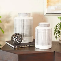 Black and White Ceramic Modern Jars, set of 2, 13", 11"